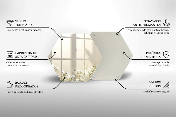 Tabla de cortar de vidrio Flores boho de yeso