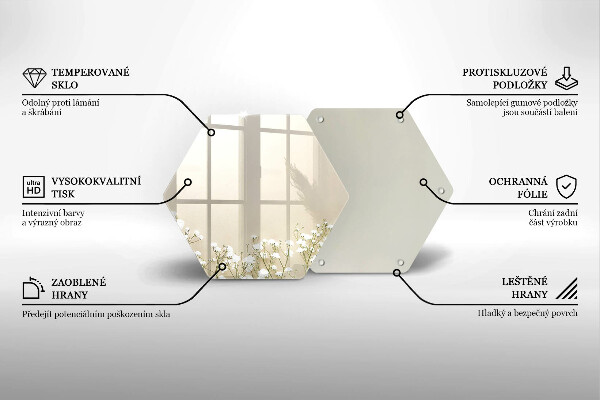 Tabla de cortar de vidrio Flores boho de yeso