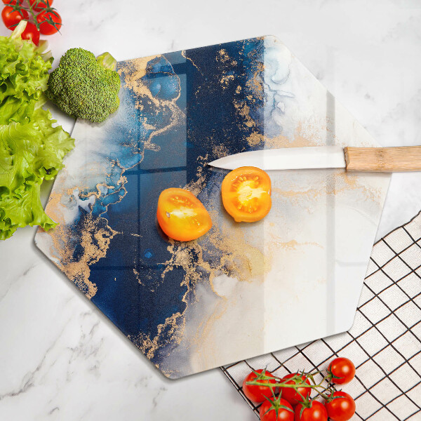 Tabla de cortar de vidrio Abstracción con azul