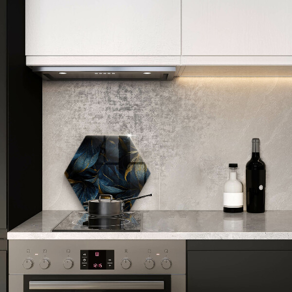 Tabla de cortar de vidrio Hojas decorativas con oro