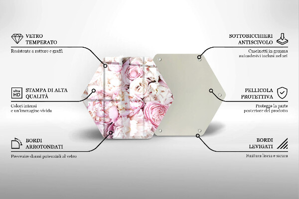 Tabla de cortar de vidrio Ramo de peonías