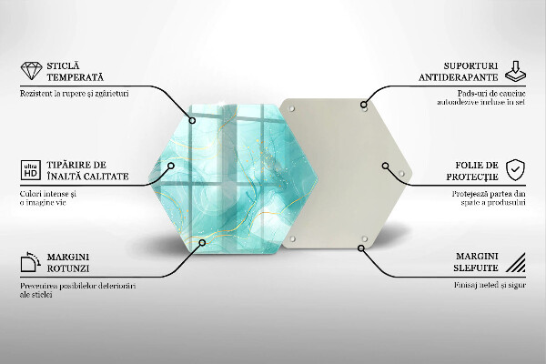 Tabla de cortar de vidrio Abstracción azul y dorada