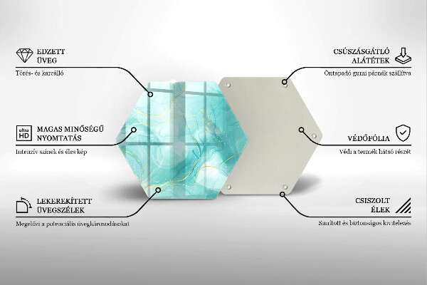 Tabla de cortar de vidrio Abstracción azul y dorada