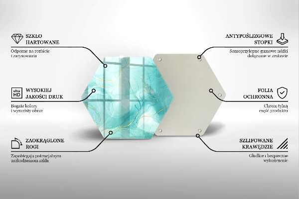 Tabla de cortar de vidrio Abstracción azul y dorada