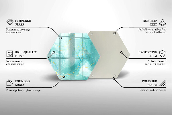 Tabla de cortar de vidrio Abstracción azul y dorada