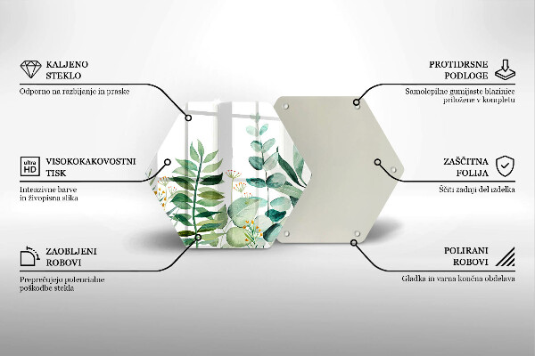 Tabla de cortar de vidrio Ilustración de hojas de plantas