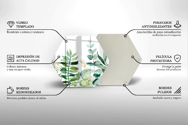 Tabla de cortar de vidrio Ilustración de hojas de plantas