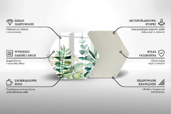 Tabla de cortar de vidrio Ilustración de hojas de plantas