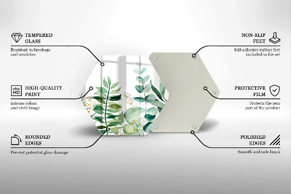 Tabla de cortar de vidrio Ilustración de hojas de plantas