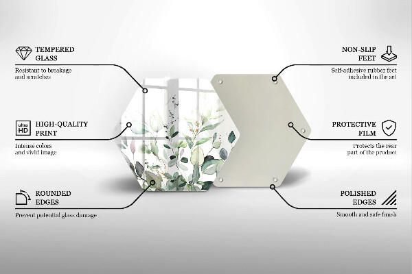 Tabla de cortar de vidrio Plantas de acuarela