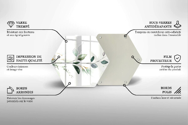 Tabla de cortar de vidrio Hojas de acuarela