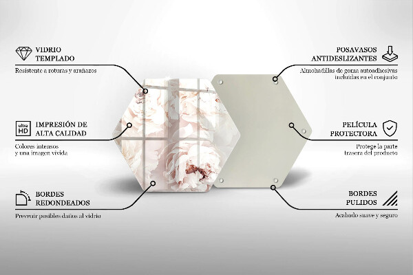 Tabla de cortar de vidrio Peonías pastel