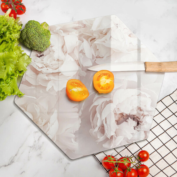 Tabla de cortar de vidrio Peonías pastel