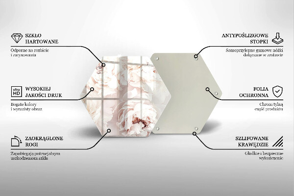 Tabla de cortar de vidrio Peonías pastel