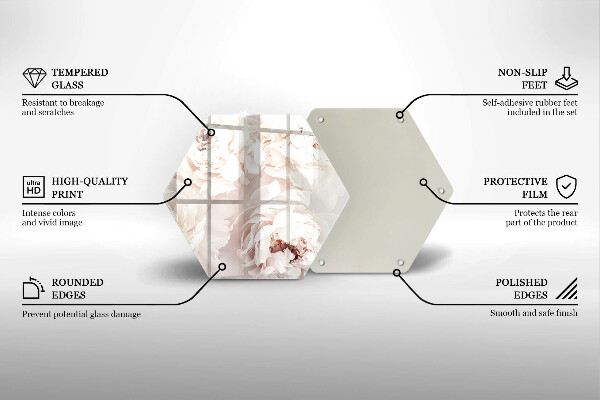 Tabla de cortar de vidrio Peonías pastel