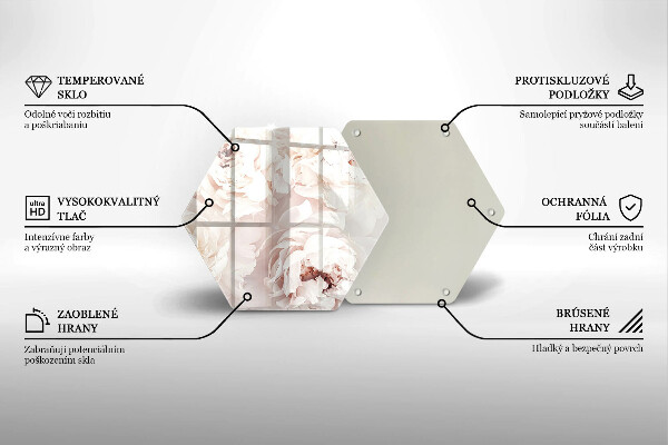 Tabla de cortar de vidrio Peonías pastel