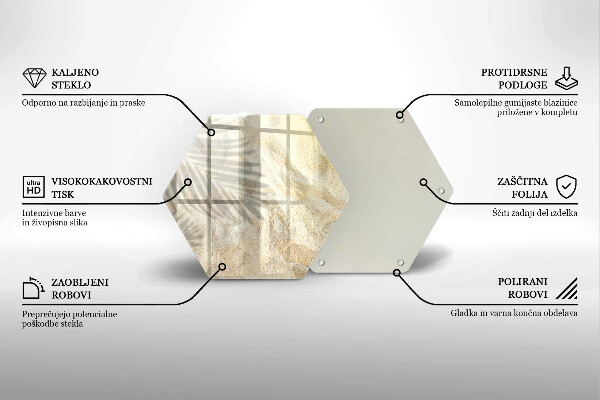 Tabla de cortar de vidrio Hojas de palma y arena