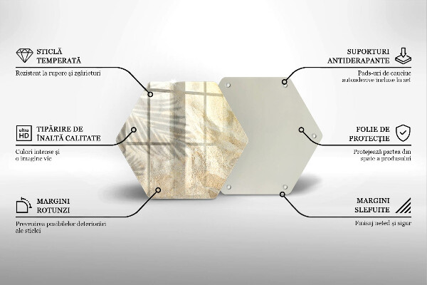 Tabla de cortar de vidrio Hojas de palma y arena