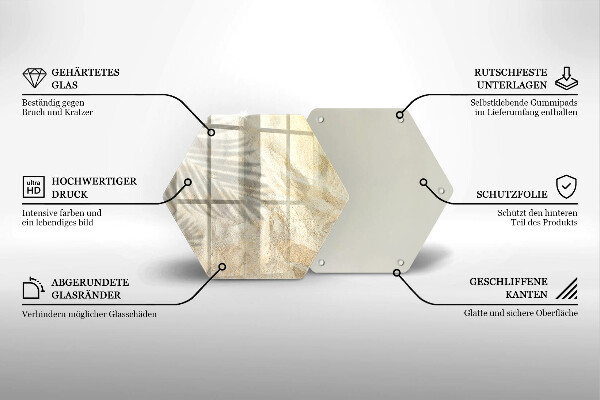 Tabla de cortar de vidrio Hojas de palma y arena