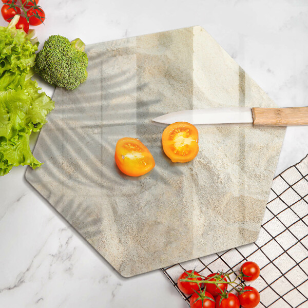 Tabla de cortar de vidrio Hojas de palma y arena