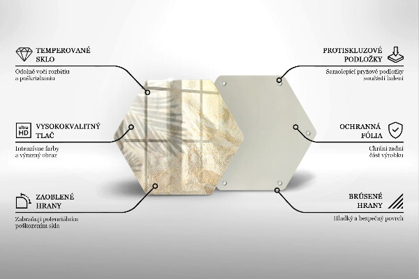 Tabla de cortar de vidrio Hojas de palma y arena