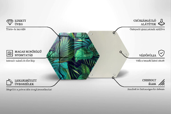 Tabla de cortar de vidrio Ilustración de hojas de selva