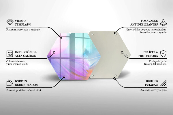 Tabla de cortar de vidrio Plumas pasteles