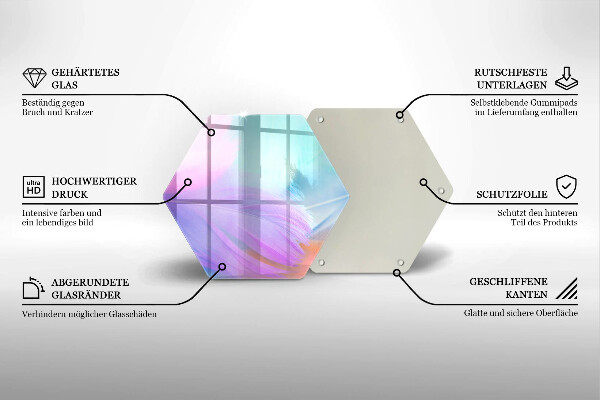 Tabla de cortar de vidrio Plumas pasteles