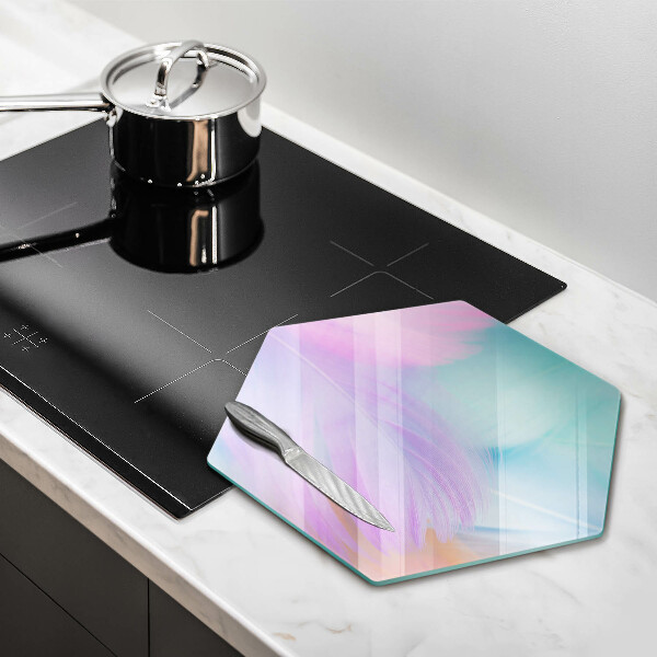 Tabla de cortar de vidrio Plumas pasteles