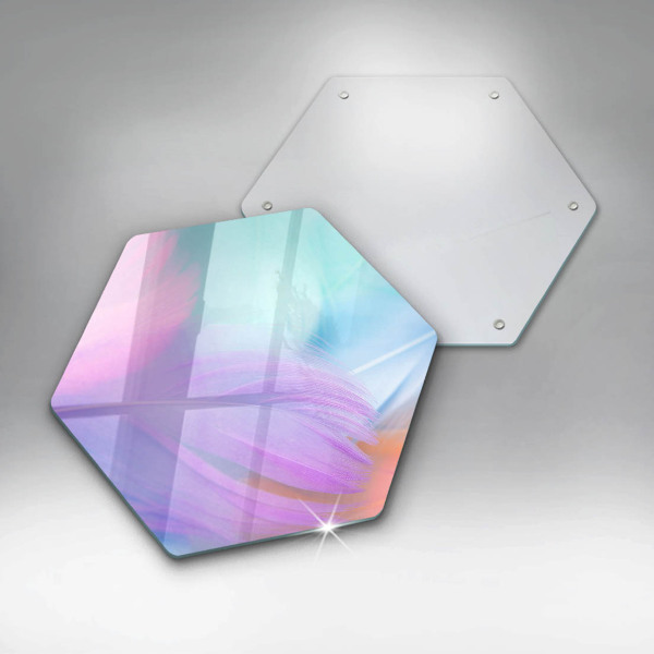 Tabla de cortar de vidrio Plumas pasteles