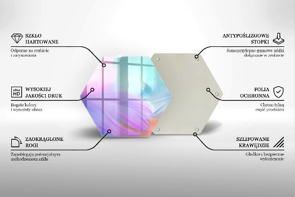 Tabla de cortar de vidrio Plumas pasteles
