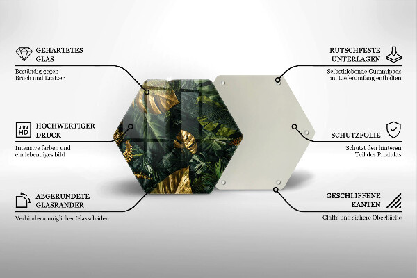Tabla de cortar de vidrio Hojas de monstera dorada