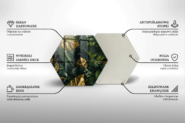 Tabla de cortar de vidrio Hojas de monstera dorada