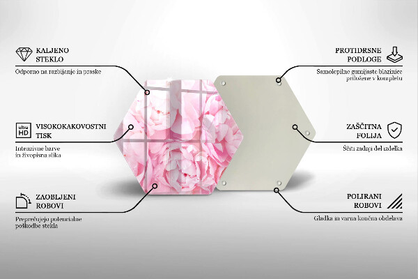 Tabla de cortar de vidrio Peonías delicadas