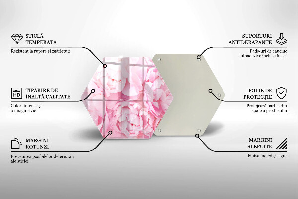 Tabla de cortar de vidrio Peonías delicadas