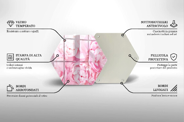 Tabla de cortar de vidrio Peonías delicadas