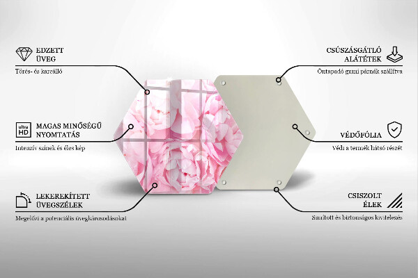 Tabla de cortar de vidrio Peonías delicadas