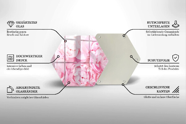 Tabla de cortar de vidrio Peonías delicadas