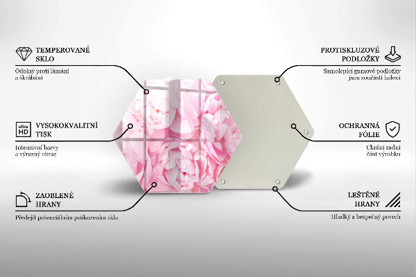 Tabla de cortar de vidrio Peonías delicadas