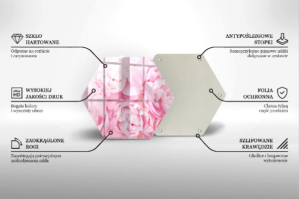 Tabla de cortar de vidrio Peonías delicadas