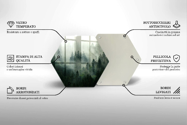 Tabla de cortar de vidrio Paisaje de bosque brumoso