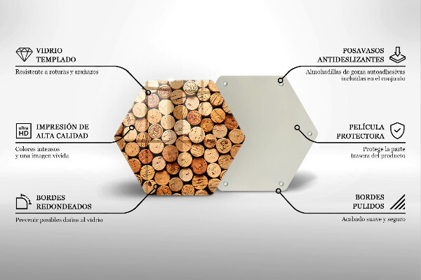 Tabla de cortar de vidrio Patrón de corchos de vino