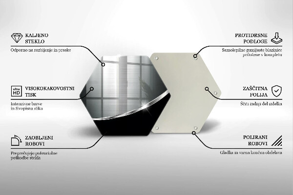 Tabla de cortar de vidrio Abstracción con metal