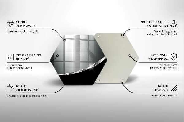 Tabla de cortar de vidrio Abstracción con metal