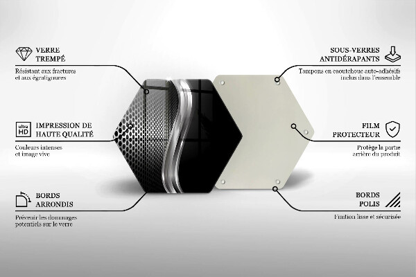Tabla de cortar de vidrio Estructura metálica