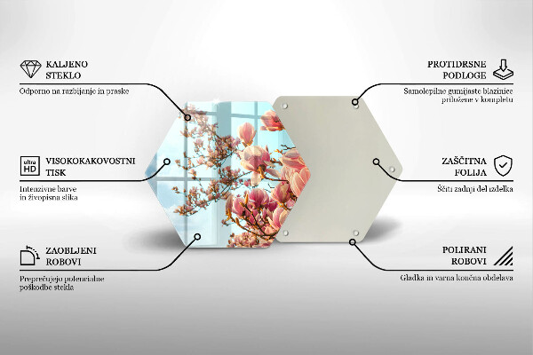 Tabla de cortar de vidrio Árbol de flores rosadas