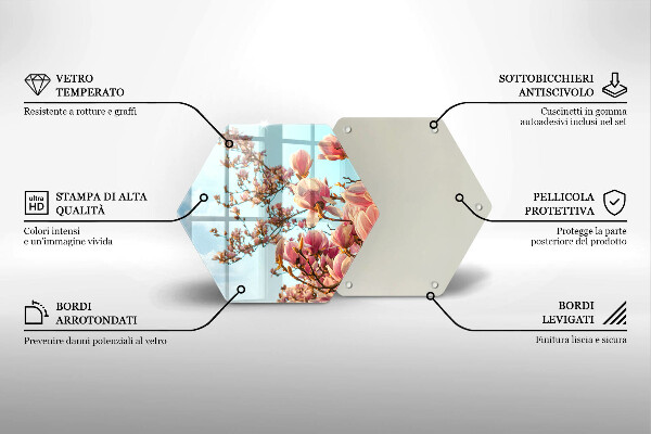 Tabla de cortar de vidrio Árbol de flores rosadas