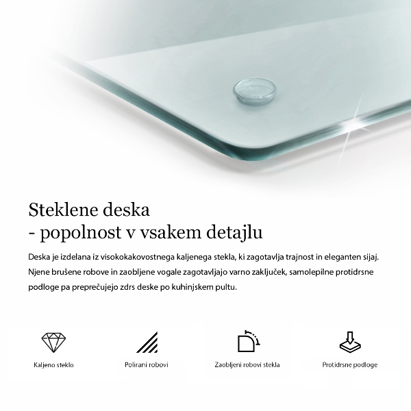 Tabla de cortar de vidrio transparente 2x30x52 cm