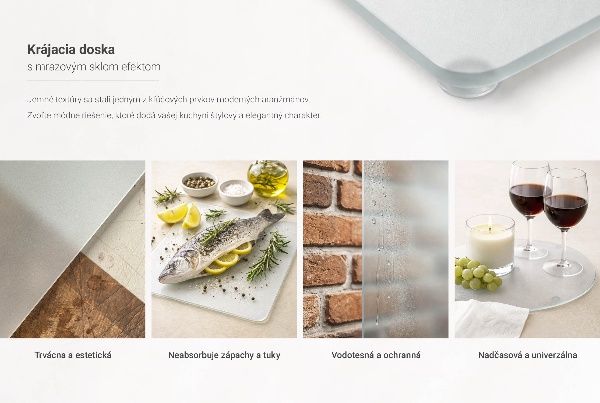 Tabla de cortar de vidrio en tamaño 52 x 30 cm