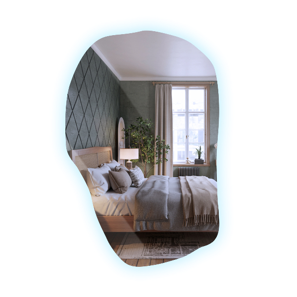 Espejo irregular con luz único 70x46 cm